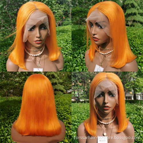 Wholesale human hair short wigs with free shiping preplucked frontal blue bob wigs closure front lace wig human hair